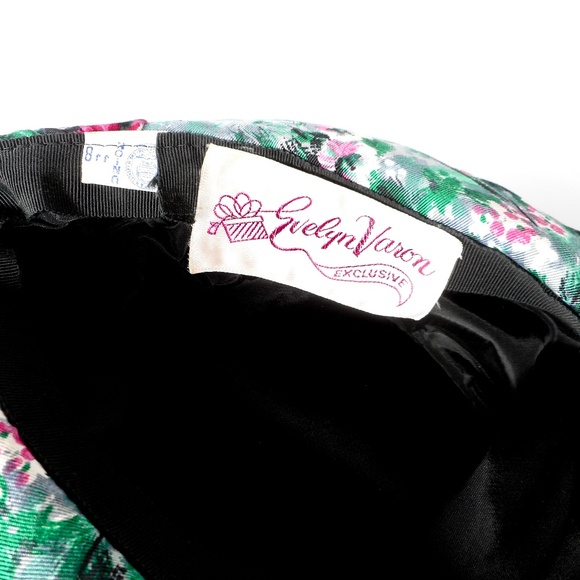 Evelyn Varon Exclusive Fabric Hat VTG 1950s Turban Pillbox Floral Union Made main image 6